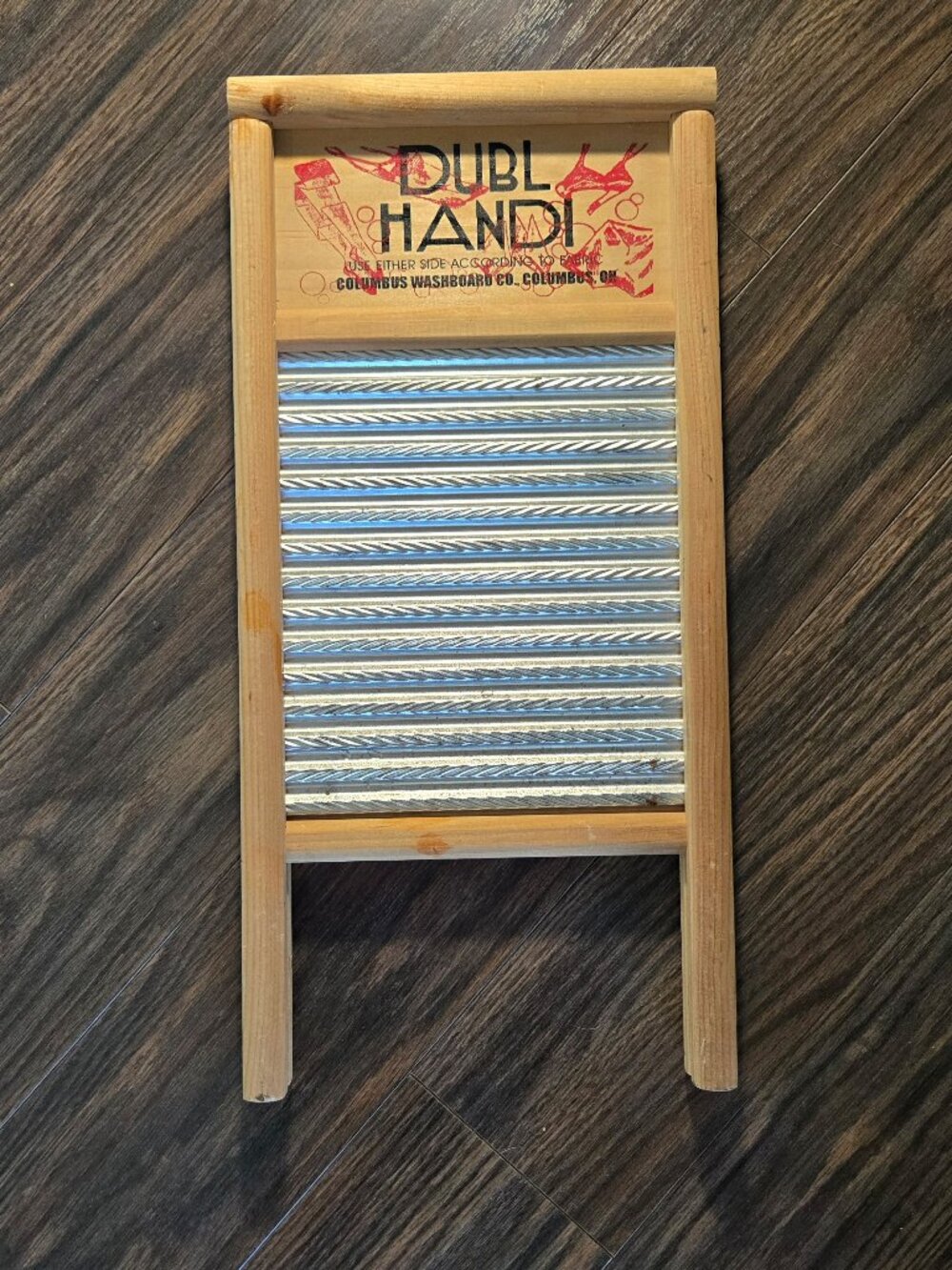COLUMBUS WASHBOARD CO. "Duble Handle" Wood & Metal Small Washboard No. 2133